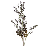 Leaf Artificial Dark Berry Stems, Pack of 6 x 85cm with Silk Leaves – Purple Faux Berries