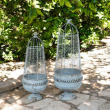 Decorative Cream Metal Plant Stands, Set of 2 – Stylish Home & Garden Display, 83cm & 70cm