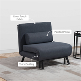 Black 3-in-1 Chair Bed converted into sleeper bed