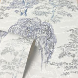 Arthouse Oriental Garden Tree Print Wallpaper – Soft Blue Feature Wall Design, Paste the Paper