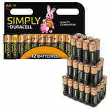 Duracell Simply AA Alkaline Batteries, 12 Pack – Long-Life Non-Rechargeable Power for Toys and Tools