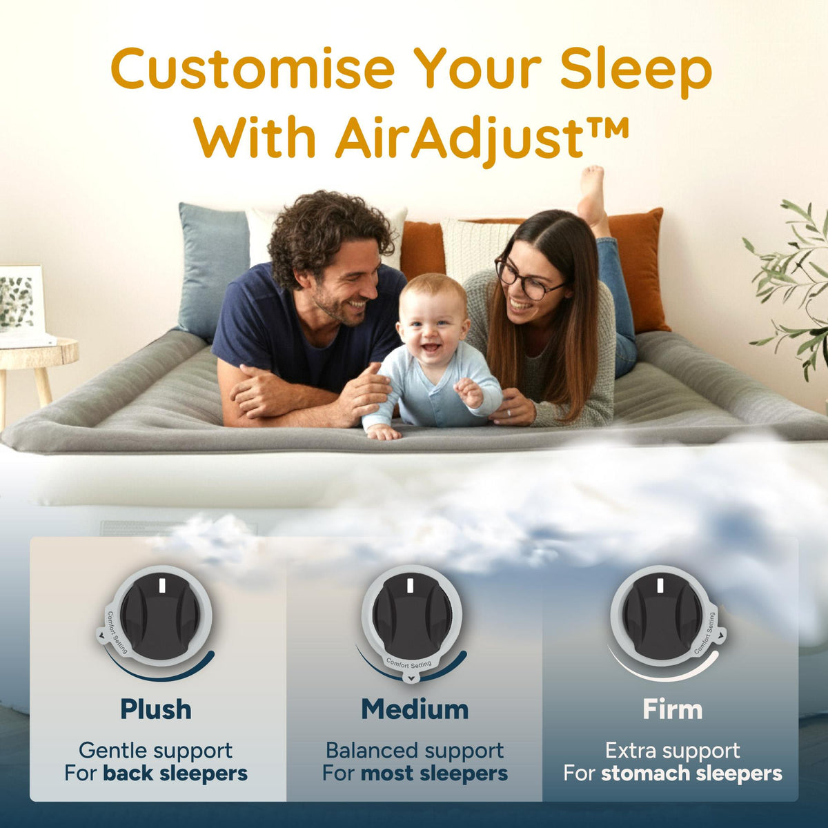 Huddle Airbed Lux King Size with Never-Deflate™ Technology – Guest Air Bed for Home & Camping