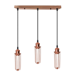 LEDSONE 3 Head Rectangle Rose Gold Wire Cage Pendant Light, E27 – Industrial Hanging Lamp for Kitchen Island