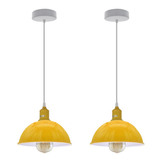 Yellow Dome Metal Pendant Shades, 21cm – 2 Pack