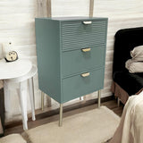 AcaciaHome Wooden 3 Drawer Chest with Solid Pine Top & Metal Handles – Compact Bedroom Storage, Green