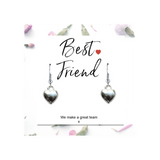 Aye Do Gifts Best Friend Silver Plated Heart Charm Earrings on Message Card – Keepsake Gift, Black Gift Box