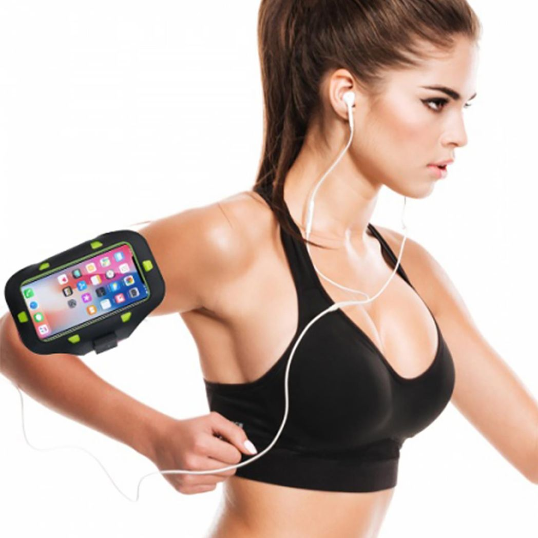 Aquarius LED Sports Armband for Smartphones – Touchscreen Window, Splashproof, for Running & Cycling