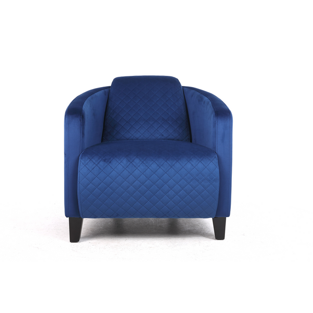 Blue velvet tub accent armchair