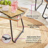 Neo 4-Piece Wicker Bamboo-Style Garden Sofa Set with Table and Chairs – Indoor and Outdoor Rattan Furniture