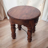 AcaciaHome Round Wooden Dining Table – Classic Design for Dining, Kitchen or Living Room, Deep Brown