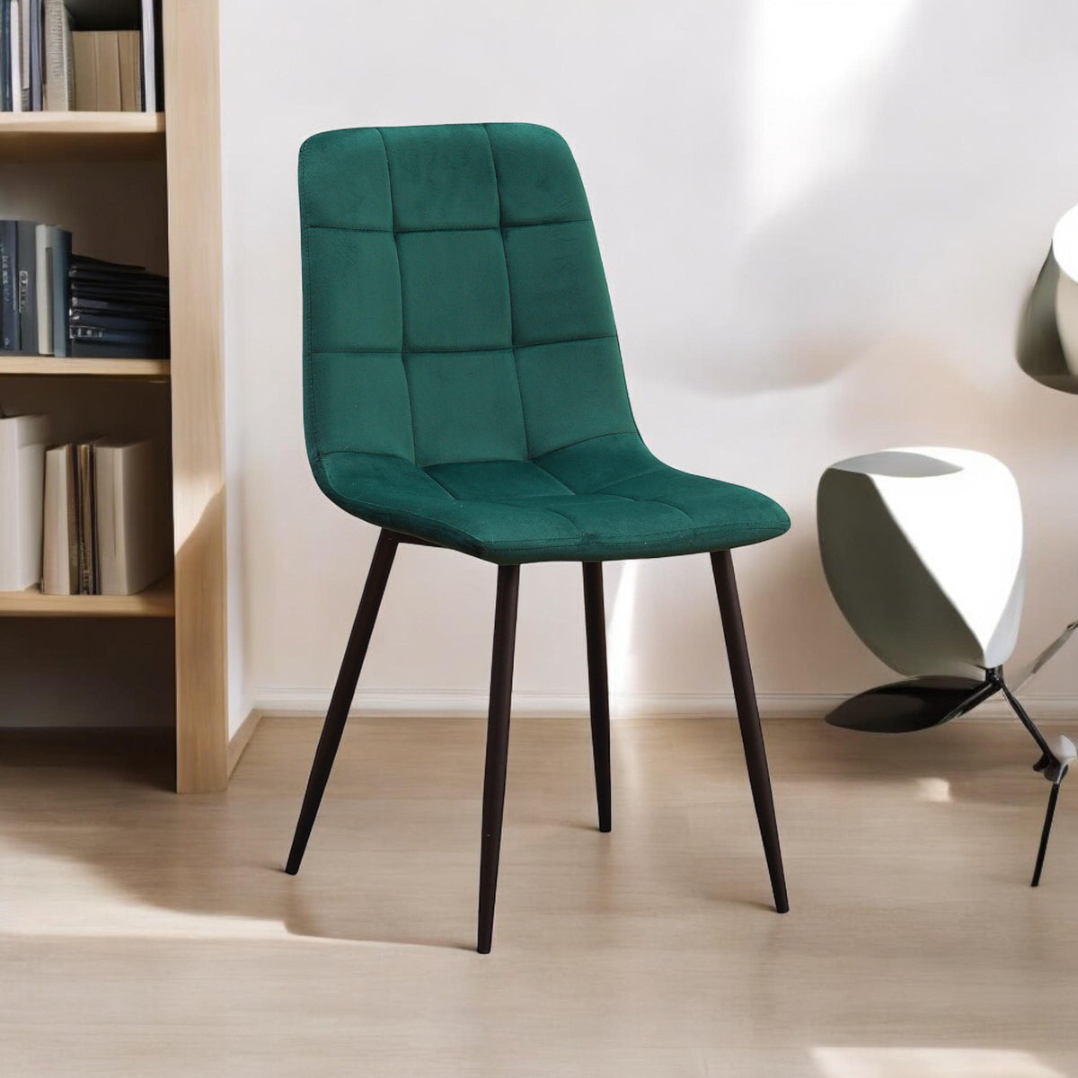 AcaciaHome Velvet Padded Dining Chair with Metal Legs