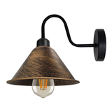 Vintage Cone Wall Light with Swan Neck and E27 Socket – Dimmable Indoor Sconce, Brushed Copper