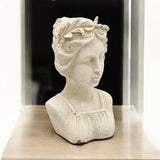 Roman Lady Bust Sculpture – Art Deco-Inspired Stone-Look Cement Statue with Patina Finish, Weatherproof