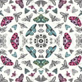 Arthouse Glitter Bug Wallpaper with Multi-Coloured Bugs & Butterflies – Playful Kaleidoscope Design, White