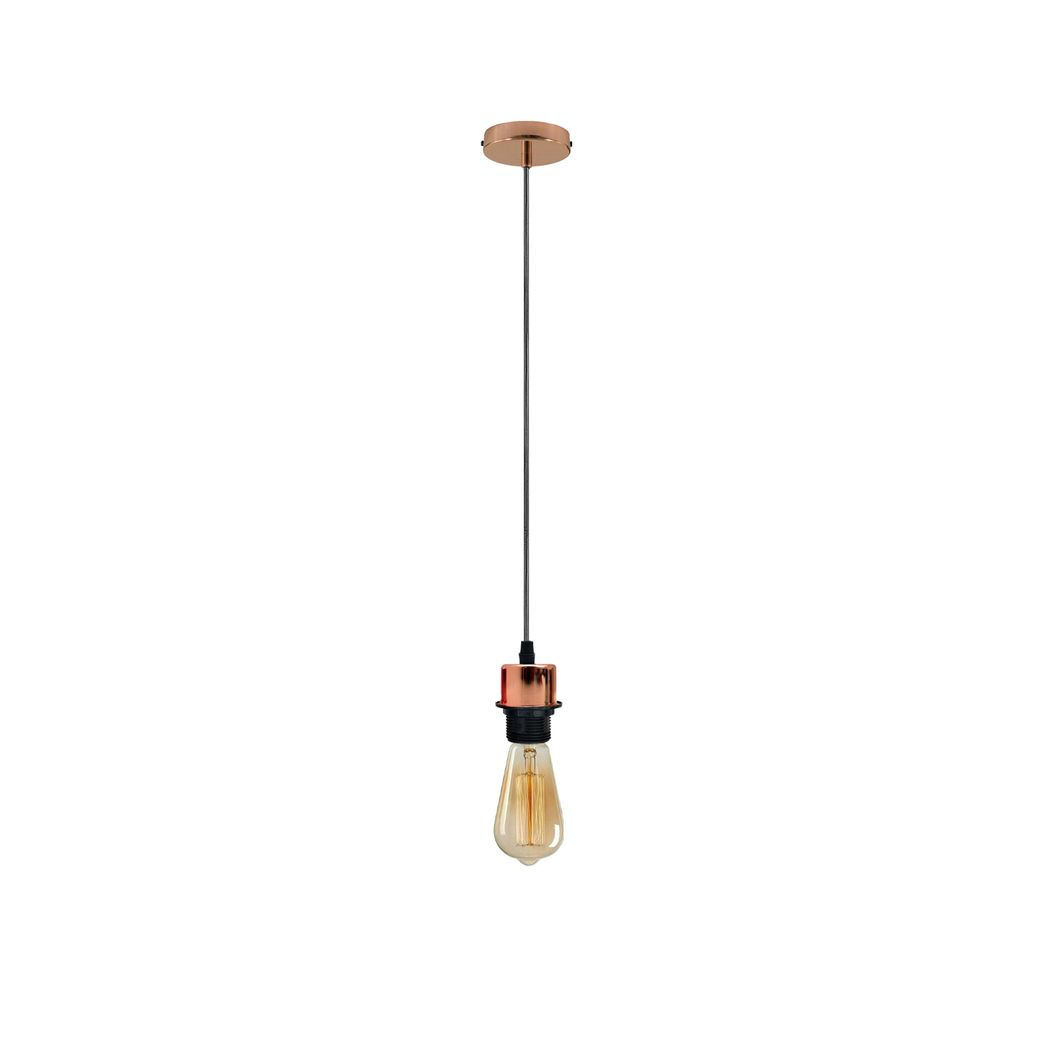 LEDSONE Industrial Rose Gold Pendant Light Fitting with E27 Holder & 95cm Cable – Dimmable Retro Light Kit