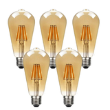 Ledsone 5 Pack E27 Dimmable LED Edison Bulbs, 8W 2700K Warm White – ST64 Amber Glass Filament Lights
