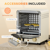 HOMCOM 15L Convection Mini Oven & Toaster with Baking Tray and Wire Rack – Adjustable 60–230°C Countertop Cooker