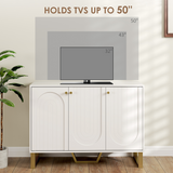 HOMCOM Living Room Sideboard with Doors & Three-Level Adjustable Shelves – Storage Cabinet, White