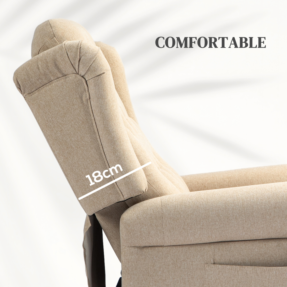 HOMCOM Power Lift Wingback Recliner Armchair, Button Tufted with 150° Recline – Riser Chair, Beige