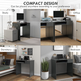 HOMCOM Compact Computer Desk with Keyboard Tray and Drawer, 80cm – Particle Board Study and Office Workstation, Grey