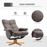 Faux Leather Recliner Chair with Storage Ottoman Footrest & Wipe-Clean Upholstery – Living Room Lounger, Brown