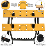DURHAND Portable Folding Work Bench with MDF Top and Adjustable Clamps – 4-in-1 Workbench, Sawhorse, Black