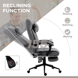 Vinsetto Heated Massage Office Chair with 4-Point Vibration, Footrest & Remote – Grey PU Leather