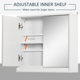 HOMCOM Wall Mounted Bathroom Mirror Cabinet with Storage Shelf – Space-Saving, White
