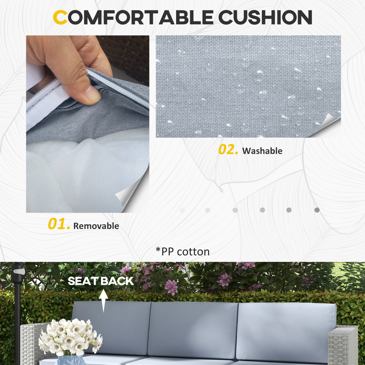 Outsunny 5-Piece PE Rattan Garden Furniture Set with Glass-Top Coffee Table & Cushions – Outdoor Lounge Set, Grey