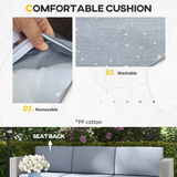Outsunny 5-Piece PE Rattan Garden Furniture Set with Glass-Top Coffee Table & Cushions – Outdoor Lounge Set, Grey