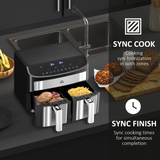 HOMCOM 8L Dual Basket 10-in-1 Air Fryer with Sync Cook and Sync Finish, 2400W – Oil-Free Cooking