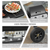 Outsunny 2-Burner Propane Gas BBQ Grill, 5.6kW with Side Shelves and Wheels – LPG Outdoor Barbecue, Grey