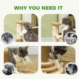 PawHut 49cm 5-in-1 Cat Scratching Post with Interactive Track Ball Turntable – Indoor Cat Tower, Oak & Cream White
