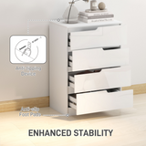 HOMCOM 4 Drawer Bedroom Chest of Drawers with Steel Runners, 60 x 40 x 85cm – White