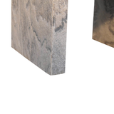 Artisan Furniture Solid Wood Nouveau Bedside Table, 1 Drawer & Brass Knob – Marble Effect, Beige