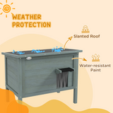 PawHut Insulated Outdoor Cat House with Openable Roof & Curtained Door – Weatherproof Shelter, Grey