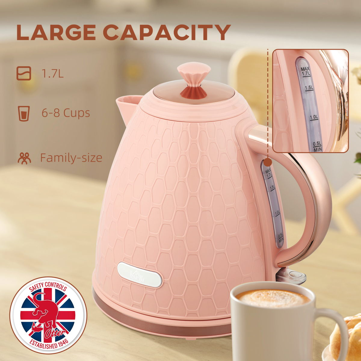 3000W Rapid Boil Electric Kettle with Water Level Window, Cordless & Auto Shut-Off – Fast Boil Kitchen Kettle