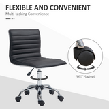 HOMCOM Armless Mid-Back Office Chair with 360° Swivel & Height Adjustment – PU Leather Desk Chair, Black