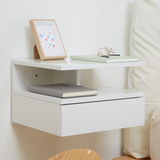 HOMCOM Set of 2 Floating Wall Mounted Nightstands with Drawer and Shelf – Bedside Cabinets, High Gloss White