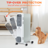 HOMCOM 2180W 9 Fin Oil Filled Radiator with 3 Heat Settings & Safety Cut-Off – Silent Portable Heater