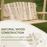 Outsunny 2-Seater Wooden Porch Swing Bench with Armrests & Curved Back – Rustic Garden Hanging Seat