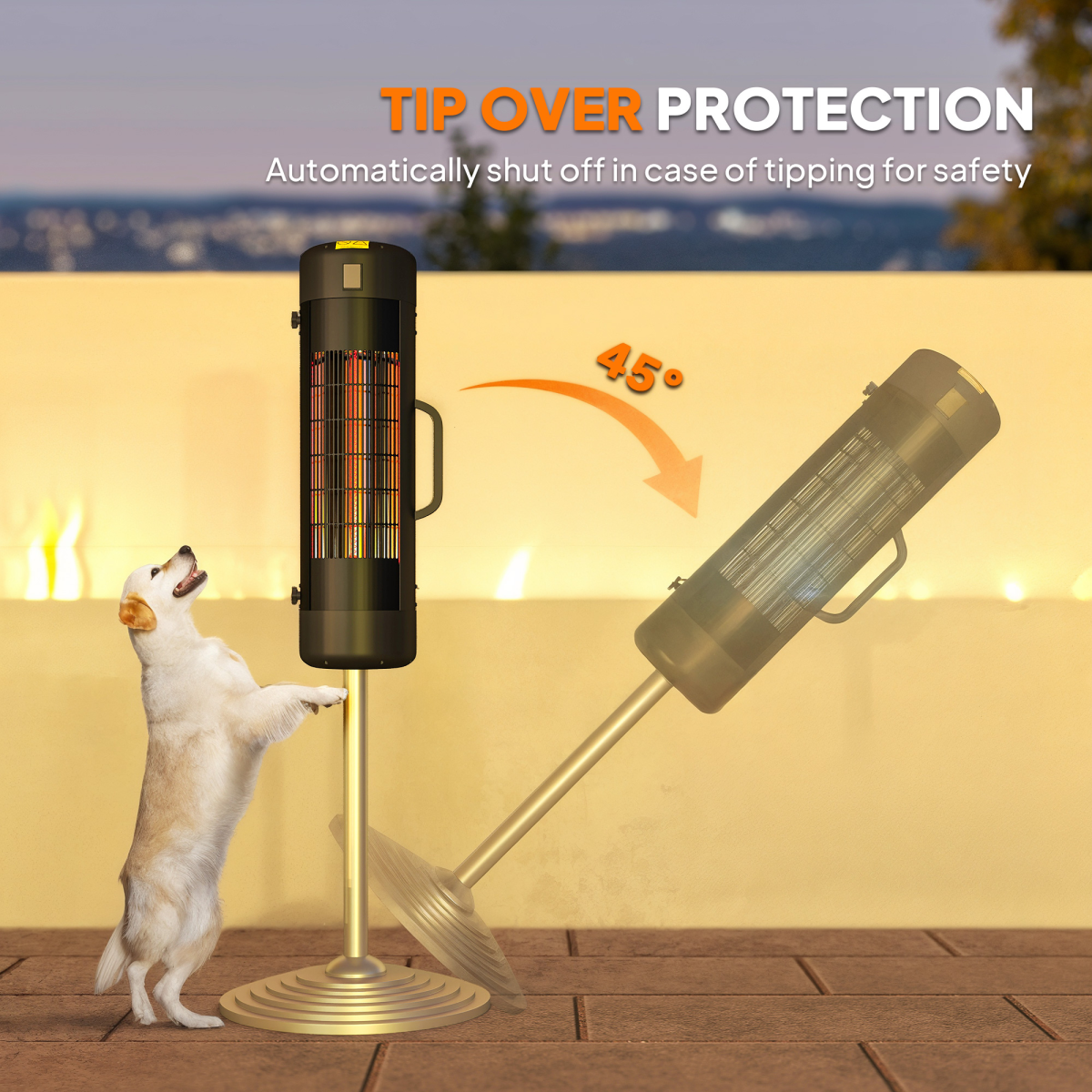 Outsunny Electric Parasol-Mounted Patio Heater, 2 Heat Settings up to 2000 W – IP44 Outdoor Heater, Black