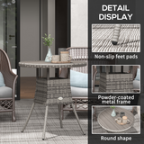 Outsunny 4-Seater Outdoor Dining Table with WPC Slatted Top and Steel Frame – Garden Patio Table, Grey