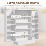 HOMCOM Kitchen Pantry Cupboard with Double Doors, 5-Tier Shelves & 12 Spice Racks – Adjustable Storage, White