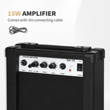 SPORTNOW 6-String Electric Guitar Set with 15W Amplifier, Digital Tuner, Picks & Carry Bag – Complete Guitar Kit