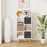 HOMCOM Freestanding 6 Cube Storage Bookcase with 3 Fabric Drawers – Bedroom, Dining Room, Office, White