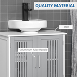 kleankin Modern Under Sink Cabinet with 2 Slatted Doors – Bathroom Vanity Storage Unit, White