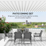 Outsunny 7-Piece Garden Dining Set with Tempered Glass Table and 6 Mesh Chairs – Patio Furniture, Grey
