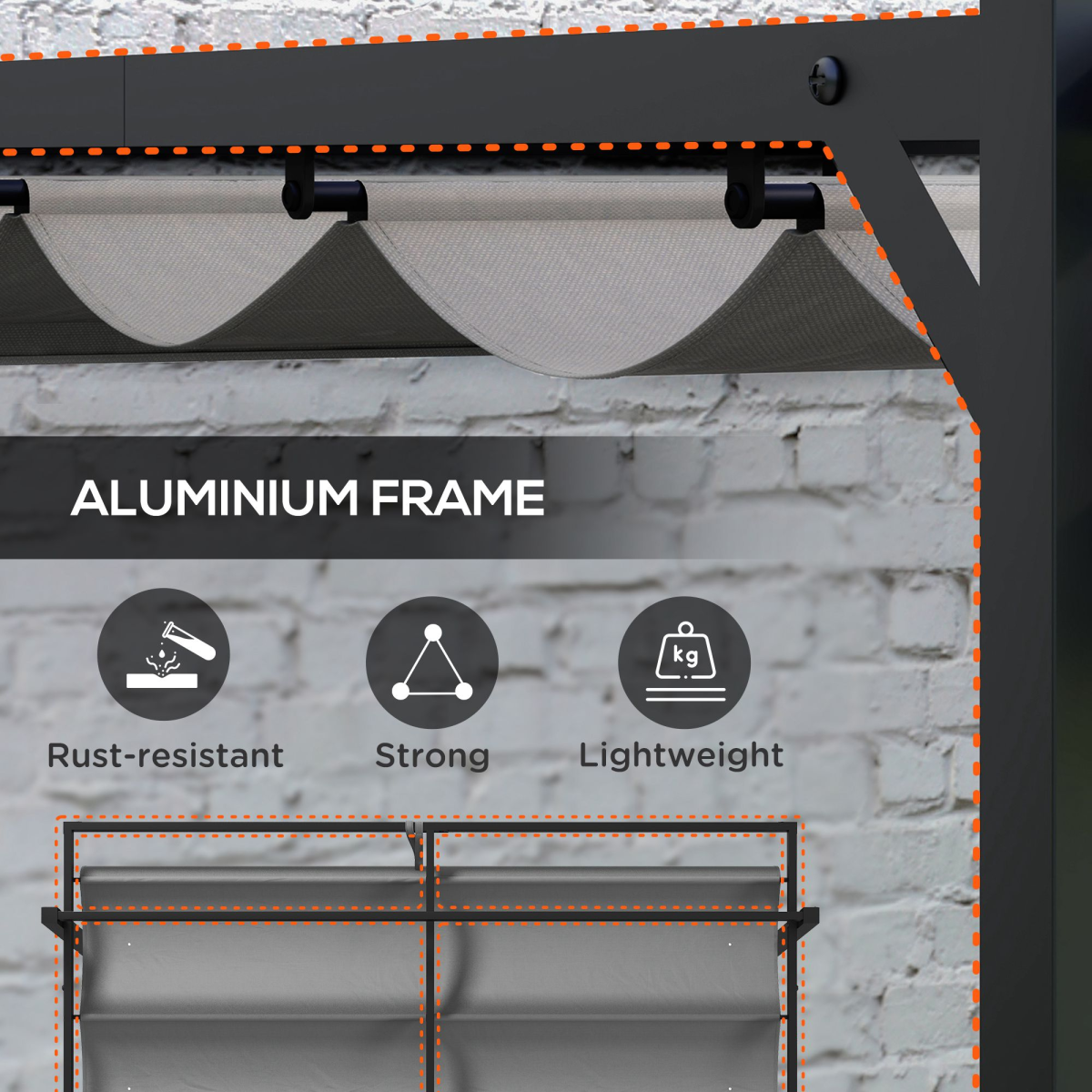 Outsunny 3x3m Aluminium Pergola with Retractable Roof – Rust-Resistant Garden Sun Shelter, Dark Grey