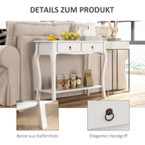 HOMCOM Console Table with 2 Drawers & Lower Shelf, Curved Design – Hallway Furniture, Ivory White